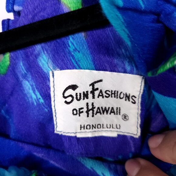 Vintage Sun Fashions of Hawaii Honolulu Dress Small Vibrant Floral Printed - Picture 10 of 12